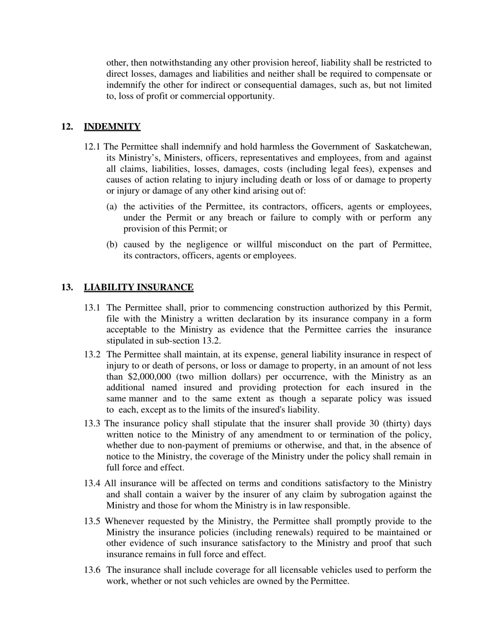 Utility Permit Application - Saskatchewan, Canada, Page 4
