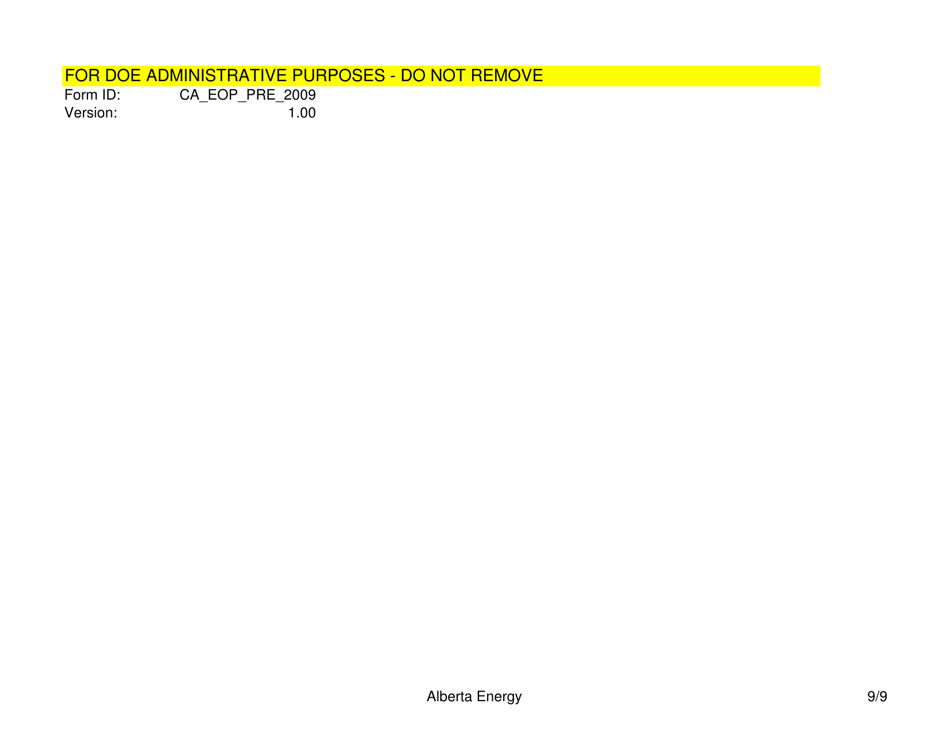 Form CA PRE-1 Oil Sands - Pre Payout Project - End of Period Statement - Alberta, Canada, Page 9