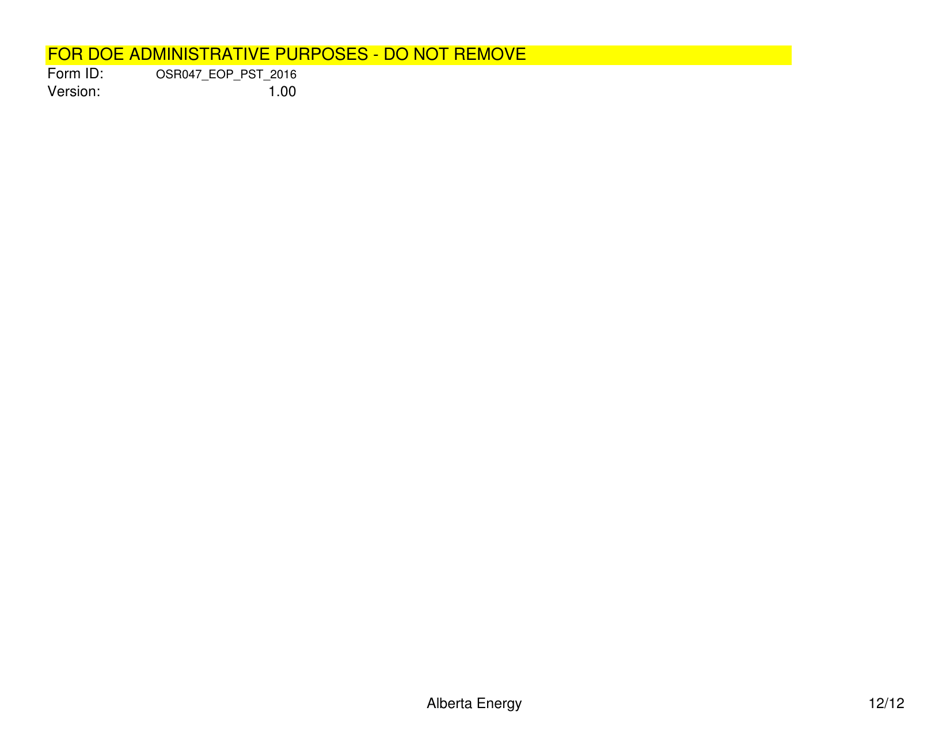 Sample Form PST-1 Oil Sands - Post Payout Project - End of Period Statement - Alberta, Canada, Page 12