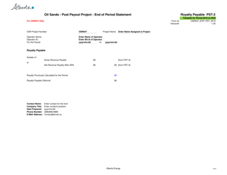 Sample Form PST-1 Oil Sands - Post Payout Project - End of Period Statement - Alberta, Canada, Page 3