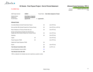 Sample Form PST-1 Oil Sands - Post Payout Project - End of Period Statement - Alberta, Canada, Page 5