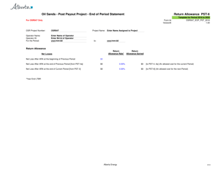 Sample Form PST-1 Oil Sands - Post Payout Project - End of Period Statement - Alberta, Canada, Page 8