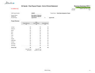 Sample Form PST-1 Oil Sands - Post Payout Project - End of Period Statement - Alberta, Canada, Page 9