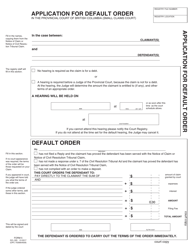SCR Form 5 (SCL005) Application for Default Order - British Columbia, Canada, Page 3