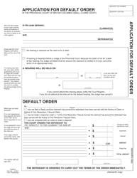 SCR Form 5 (SCL005) Application for Default Order - British Columbia, Canada, Page 5