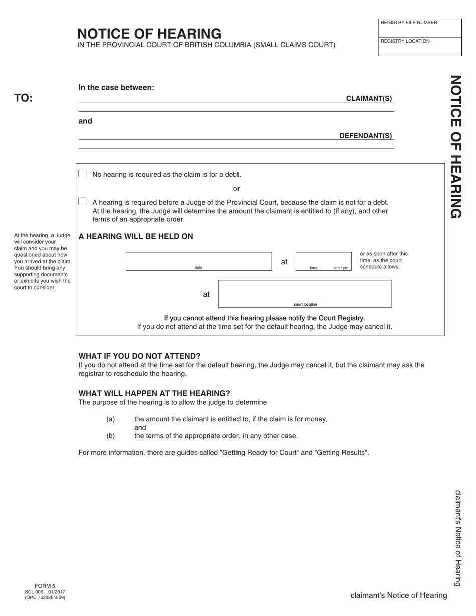 SCR Form 5 (SCL005) - Fill Out, Sign Online and Download Fillable PDF ...