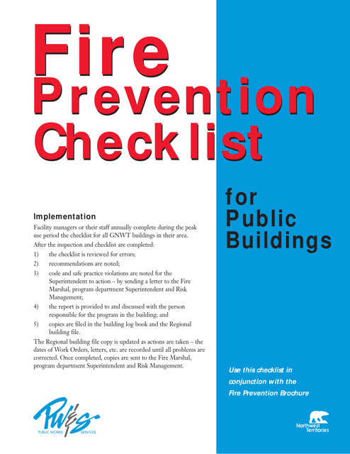 Fire Prevention Checklist - Northwest Territories, Canada Download Pdf