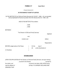 Document preview: Form 21 F Interim Order - Nunavut, Canada