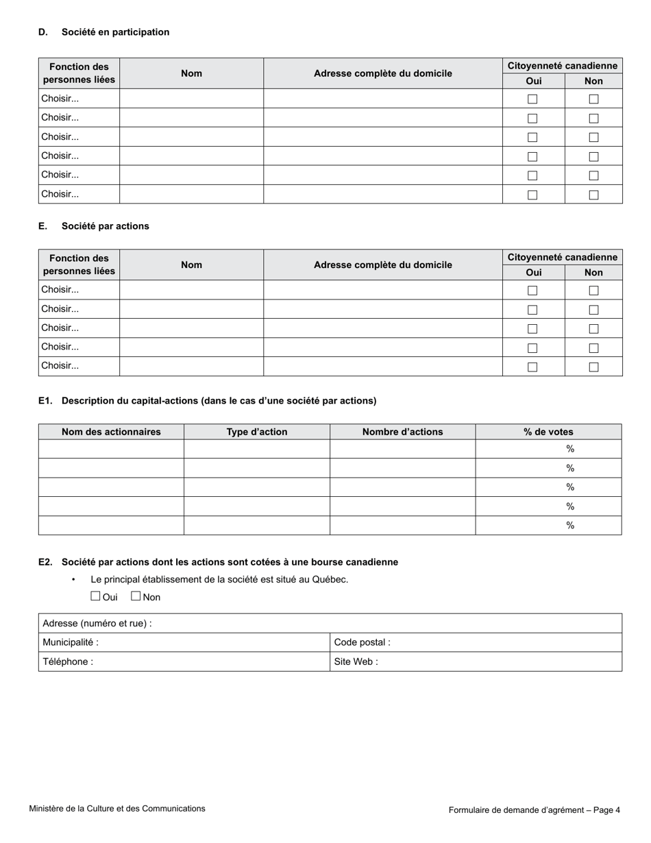 Formulaire De Demande Dagrement - Librairie - Quebec, Canada (French), Page 10