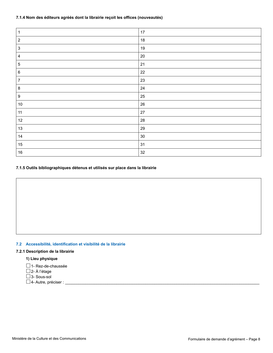 Formulaire De Demande Dagrement - Librairie - Quebec, Canada (French), Page 14