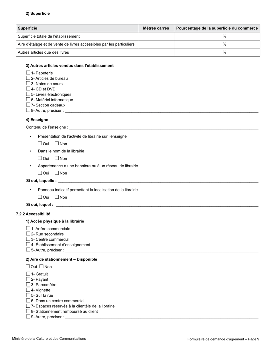 Formulaire De Demande Dagrement - Librairie - Quebec, Canada (French), Page 15