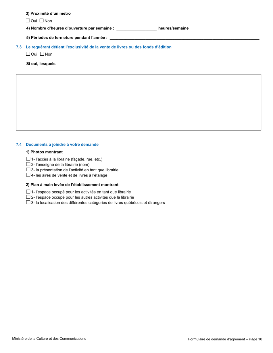 Formulaire De Demande Dagrement - Librairie - Quebec, Canada (French), Page 16
