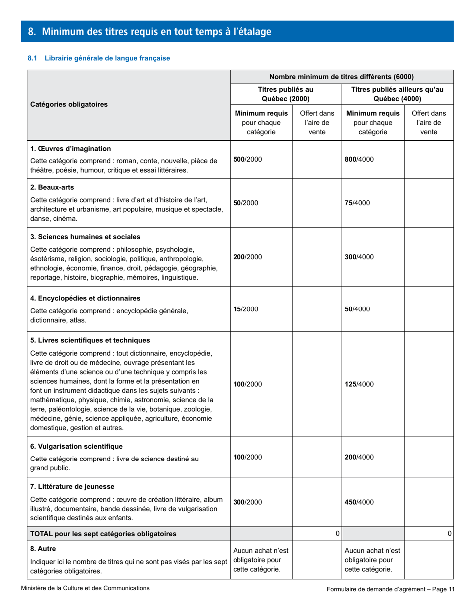 Formulaire De Demande Dagrement - Librairie - Quebec, Canada (French), Page 17