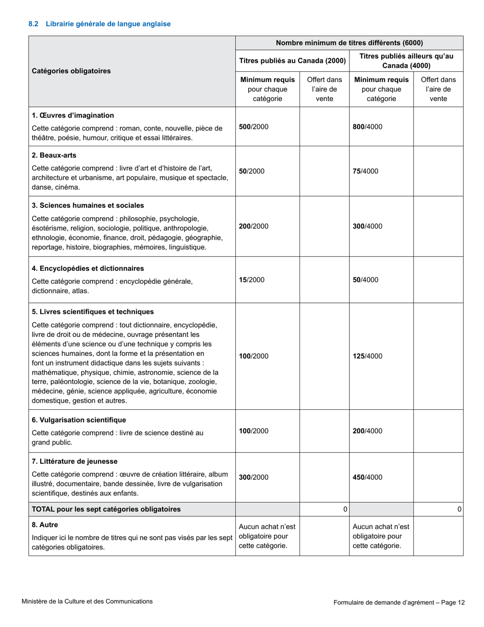 Formulaire De Demande Dagrement - Librairie - Quebec, Canada (French), Page 18