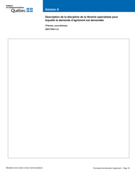 Formulaire De Demande D&#039;agrement - Librairie - Quebec, Canada (French), Page 22