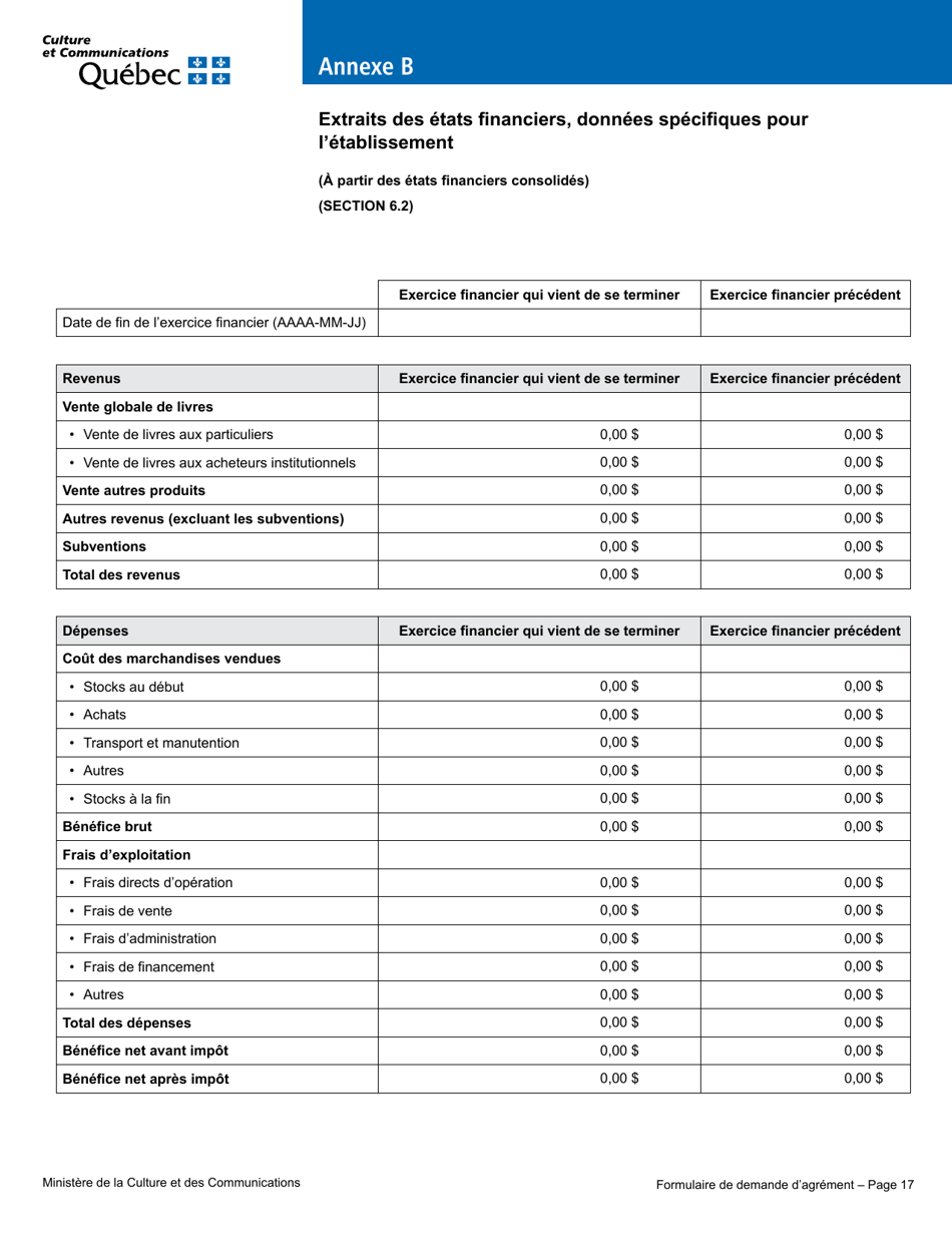 Formulaire De Demande Dagrement - Librairie - Quebec, Canada (French), Page 23