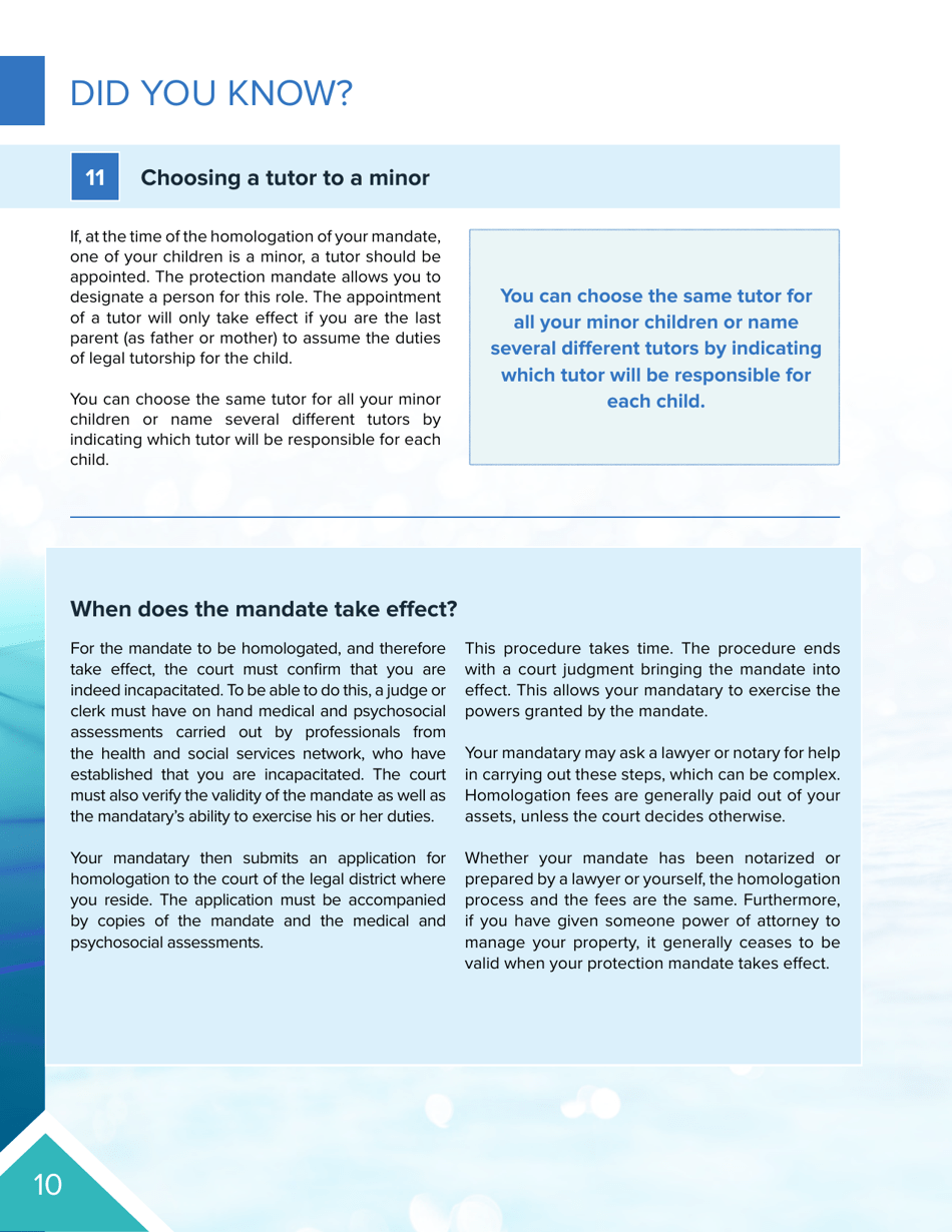 Protection Mandate - Quebec, Canada, Page 10