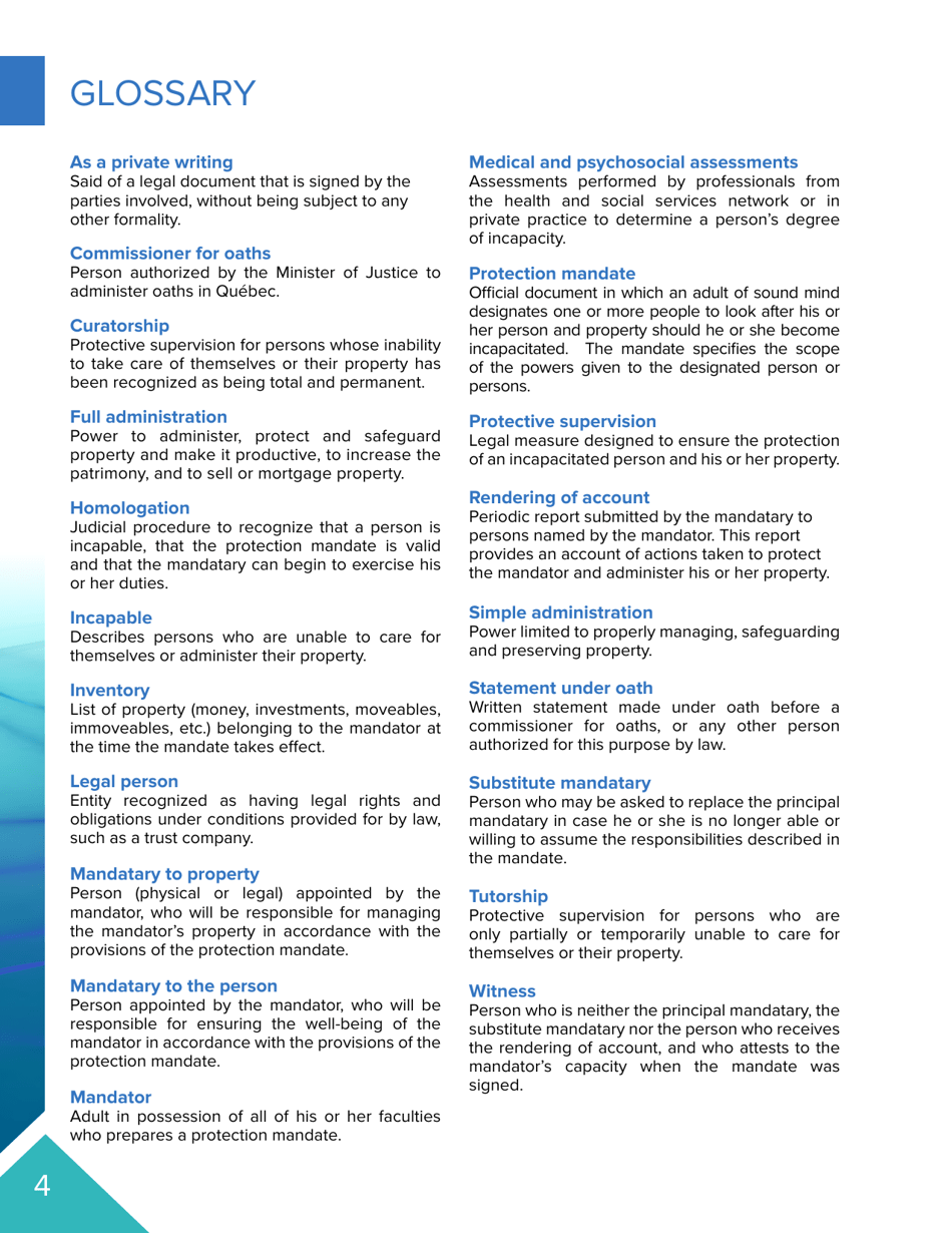 Protection Mandate - Quebec, Canada, Page 4