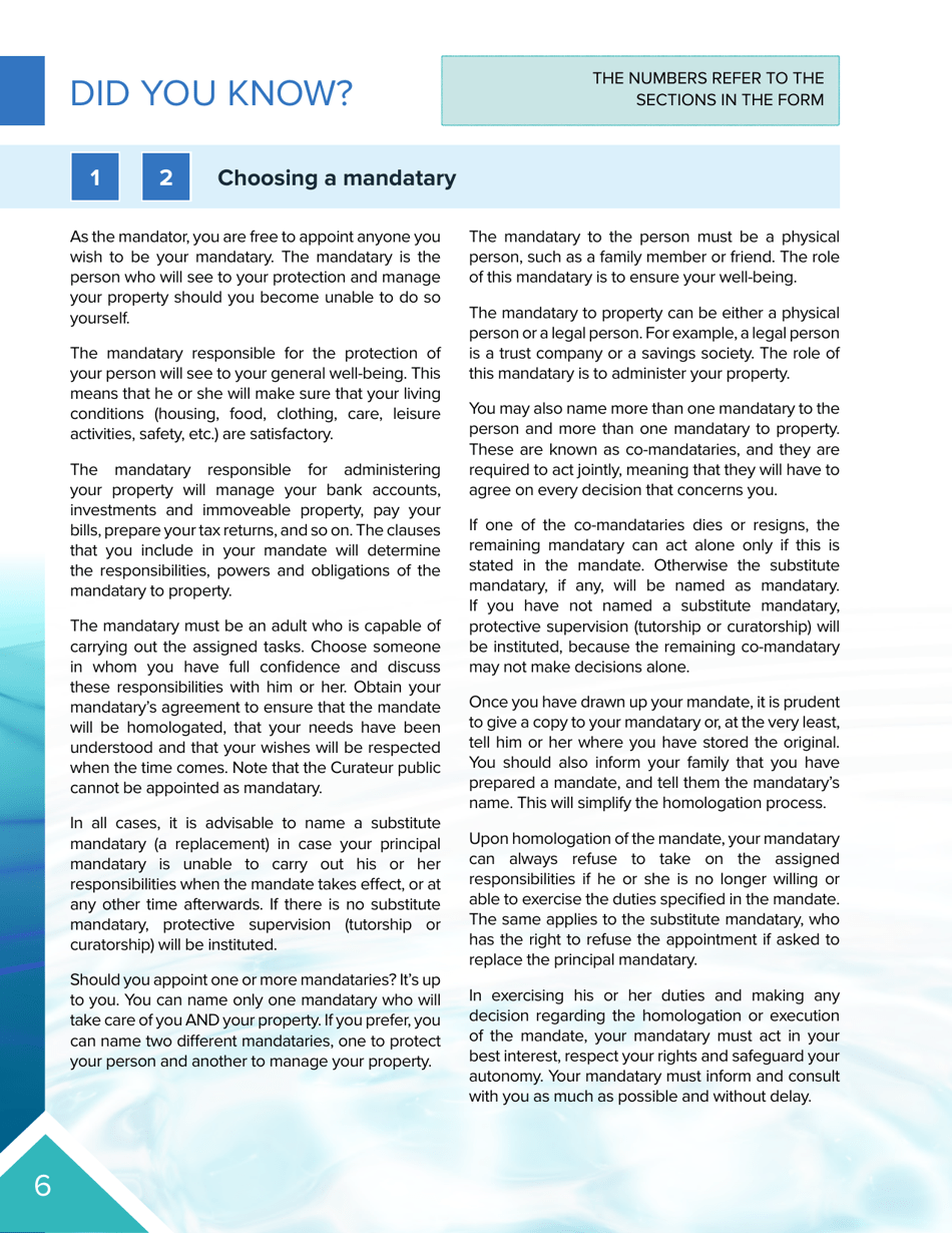 Protection Mandate - Quebec, Canada, Page 6