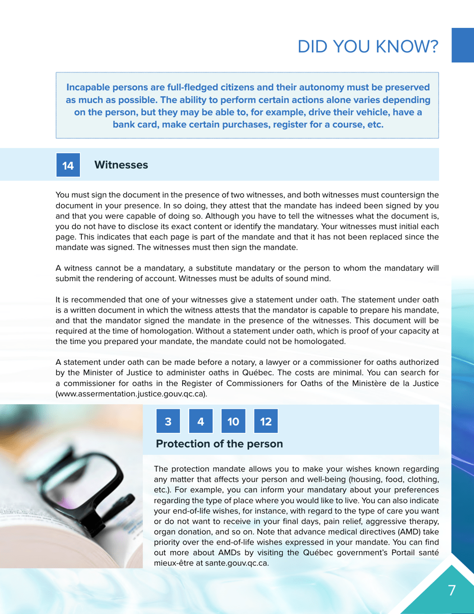 Protection Mandate - Quebec, Canada, Page 7