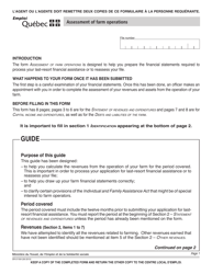 Form SR-0118A Assessment of Farm Operations - Quebec, Canada