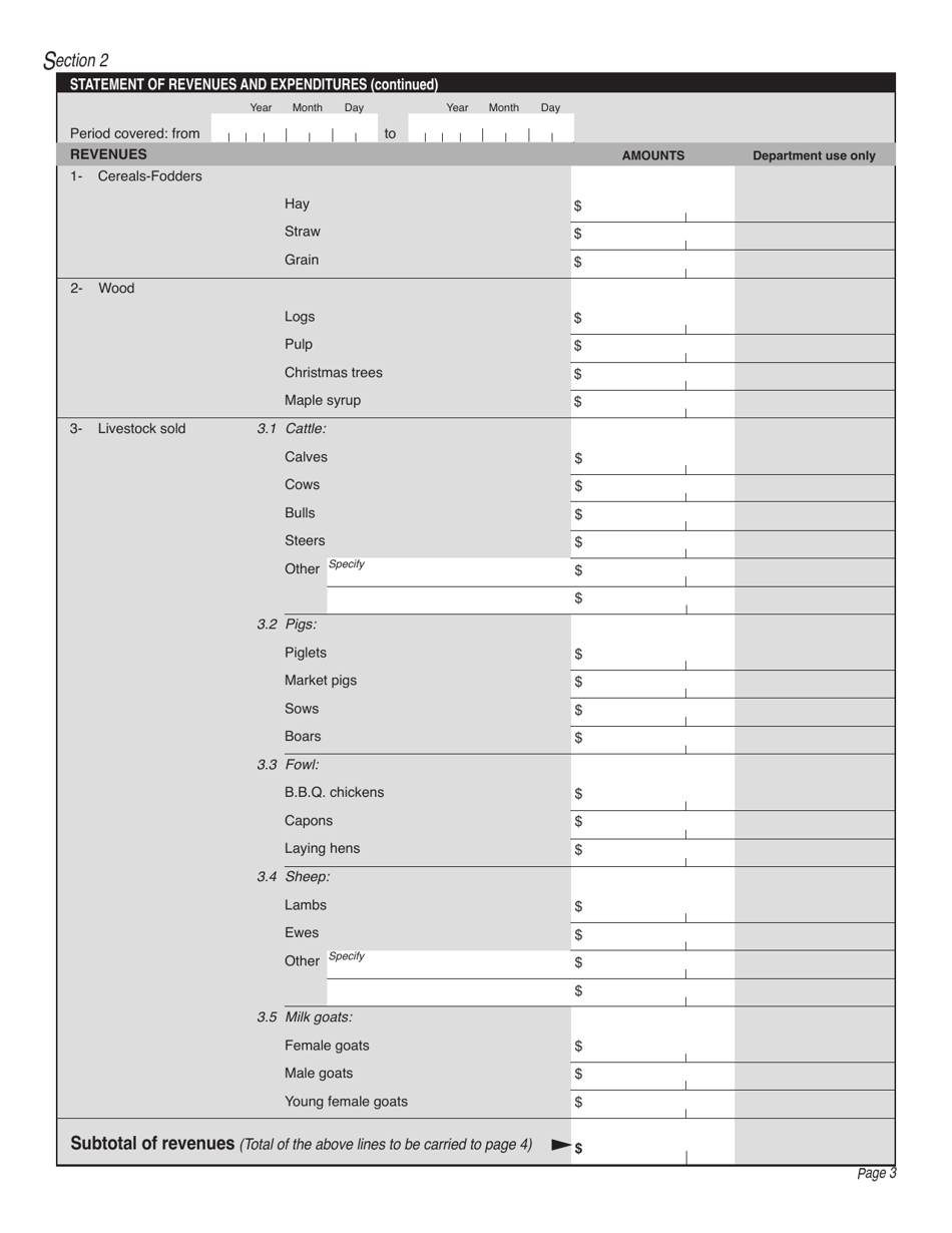 Form SR-0118A Assessment of Farm Operations - Quebec, Canada, Page 3