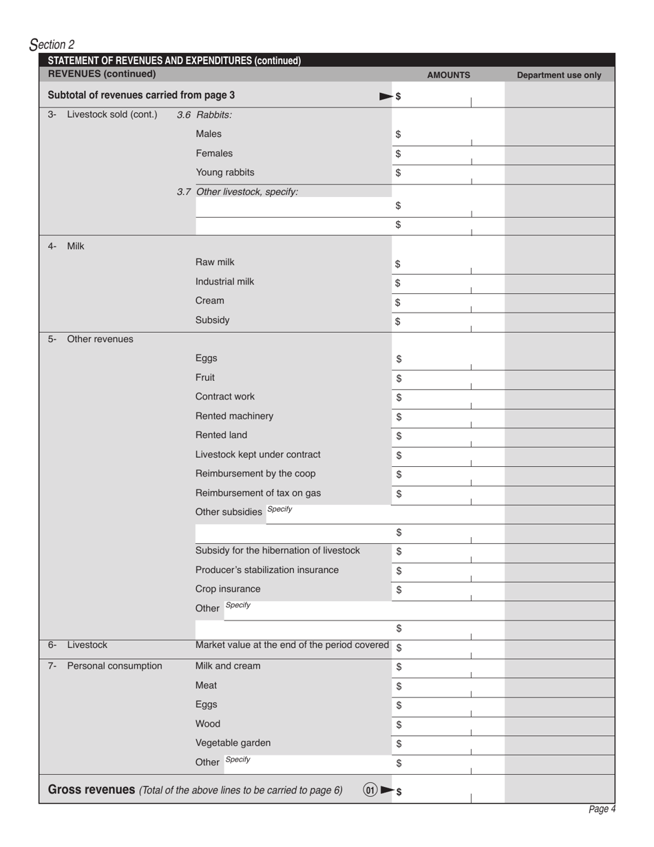 Form SR-0118A Assessment of Farm Operations - Quebec, Canada, Page 4