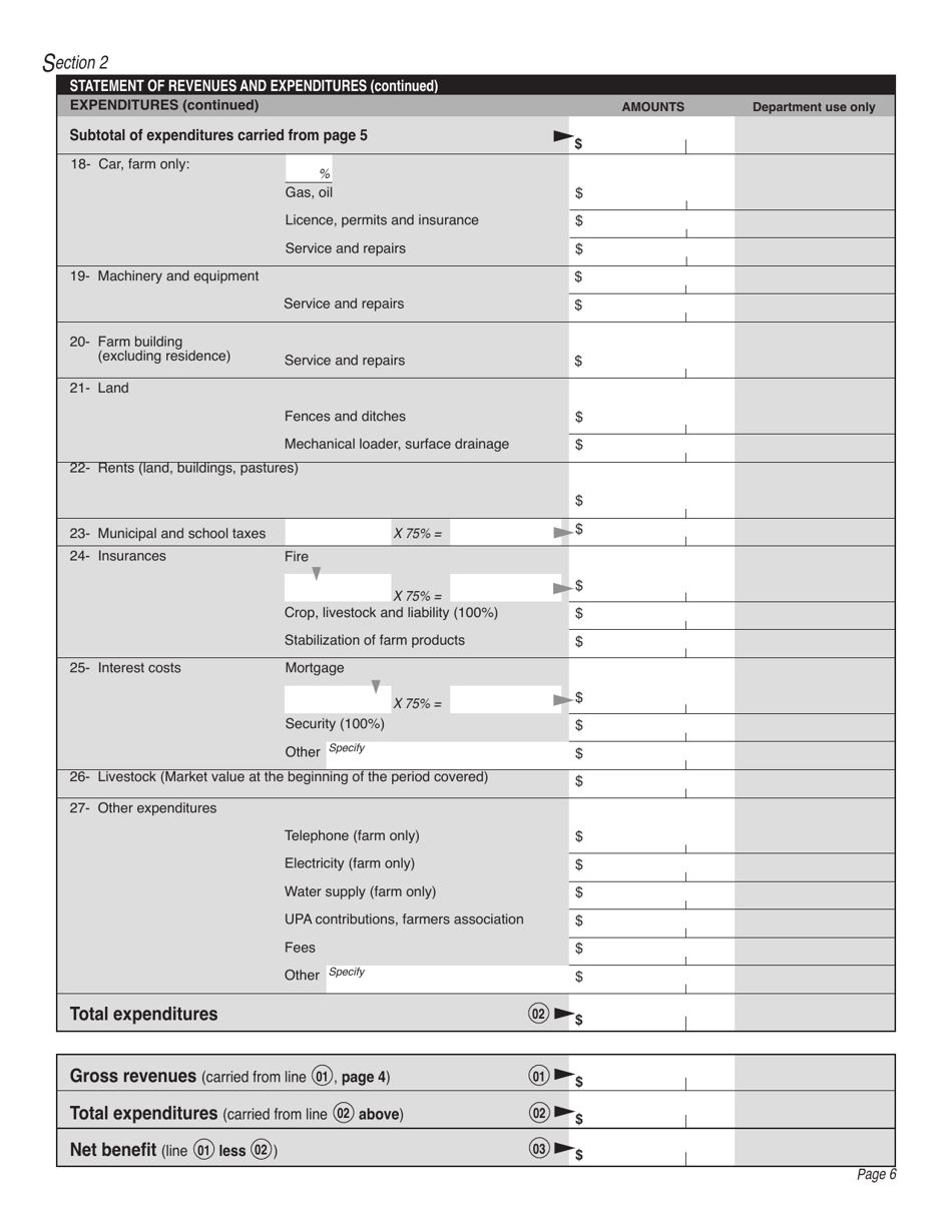 Form SR-0118A Assessment of Farm Operations - Quebec, Canada, Page 6