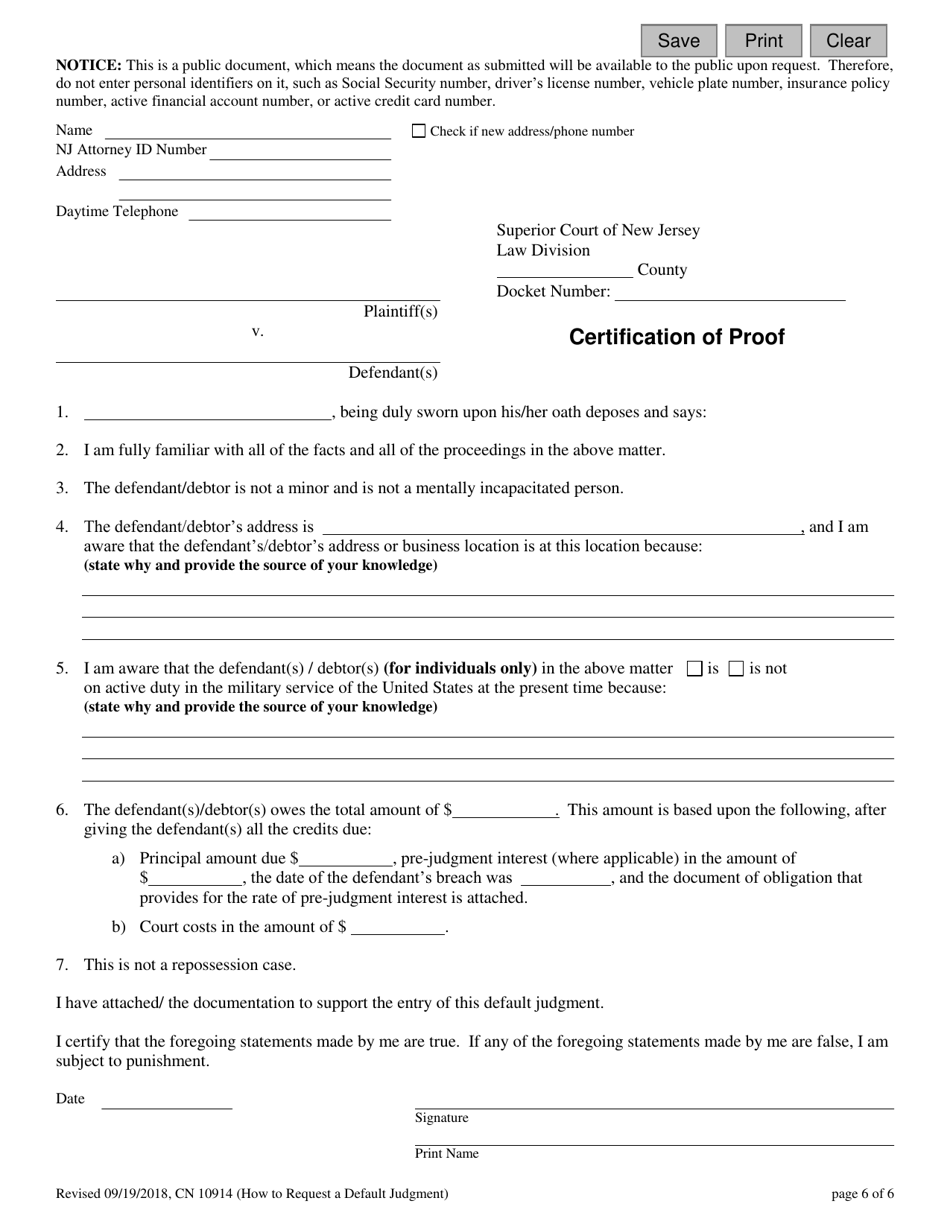 Form 10914 Certification of Proof - New Jersey, Page 6