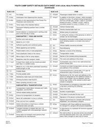 Form CB-18 Youth Camp Safety Detailed Data Sheet (For Local Health Inspectors) - New Jersey, Page 4