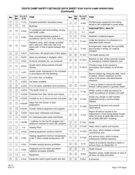 Form CB-19 Youth Camp Safety Detailed Data Sheet (For Youth Camp Operators) - New Jersey, Page 2