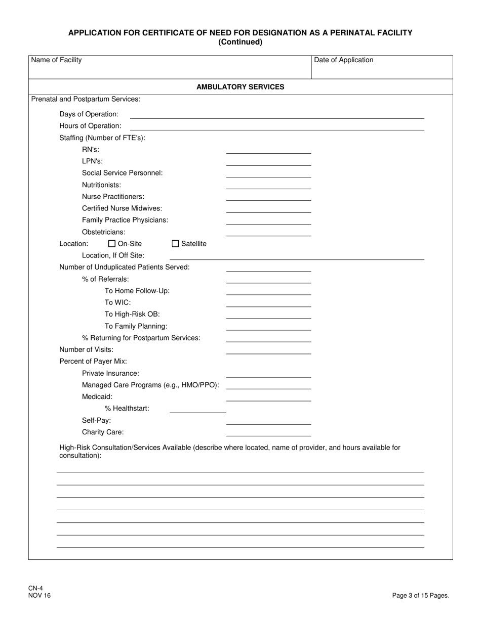 Form CN-4 Application for Certificate of Need for Designation as a Perinatal Facility - New Jersey, Page 5