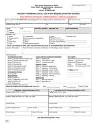 Document preview: Form SRD-1 Request for Immunological/Isolation Services-Viral Testing Unit - New Jersey