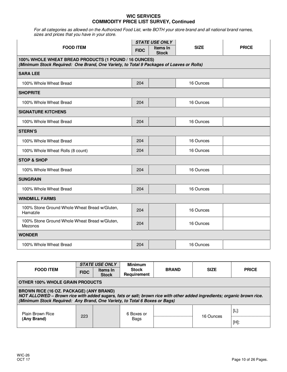 Form Wic 26 Fill Out Sign Online And Download Printable Pdf New Jersey Templateroller 9862