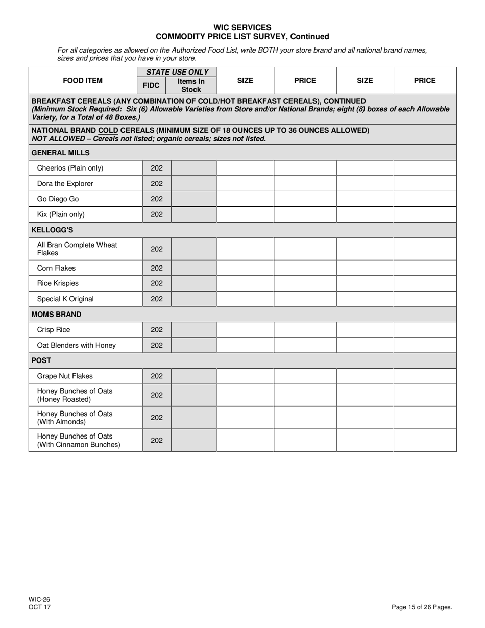 Form Wic 26 Fill Out Sign Online And Download Printable Pdf New Jersey Templateroller 7687