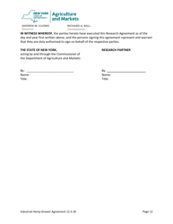 Department-Conducted Research Partner Agreement Industrial Hemp Growers - New York, Page 12