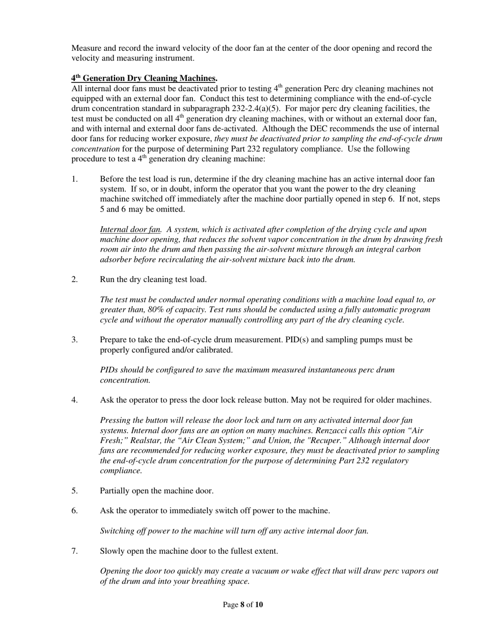 Instructions for Form 232-15 Part 232 Dry Cleaning Facility Compliance Inspection Report - New York, Page 8