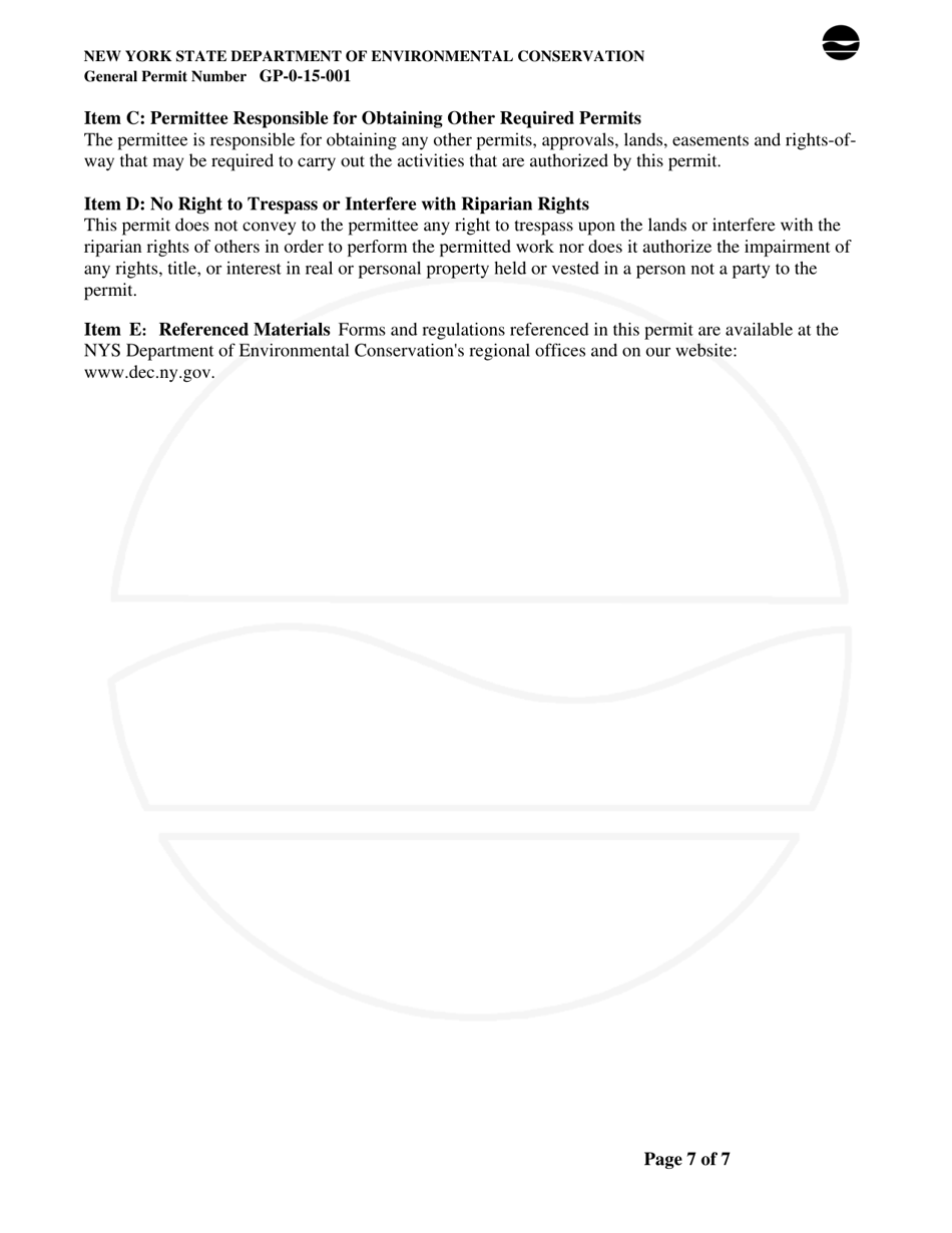 General Permit Gp-0-15-001 Groundwater Discharge of Treated Sanitary Sewage - New York, Page 7