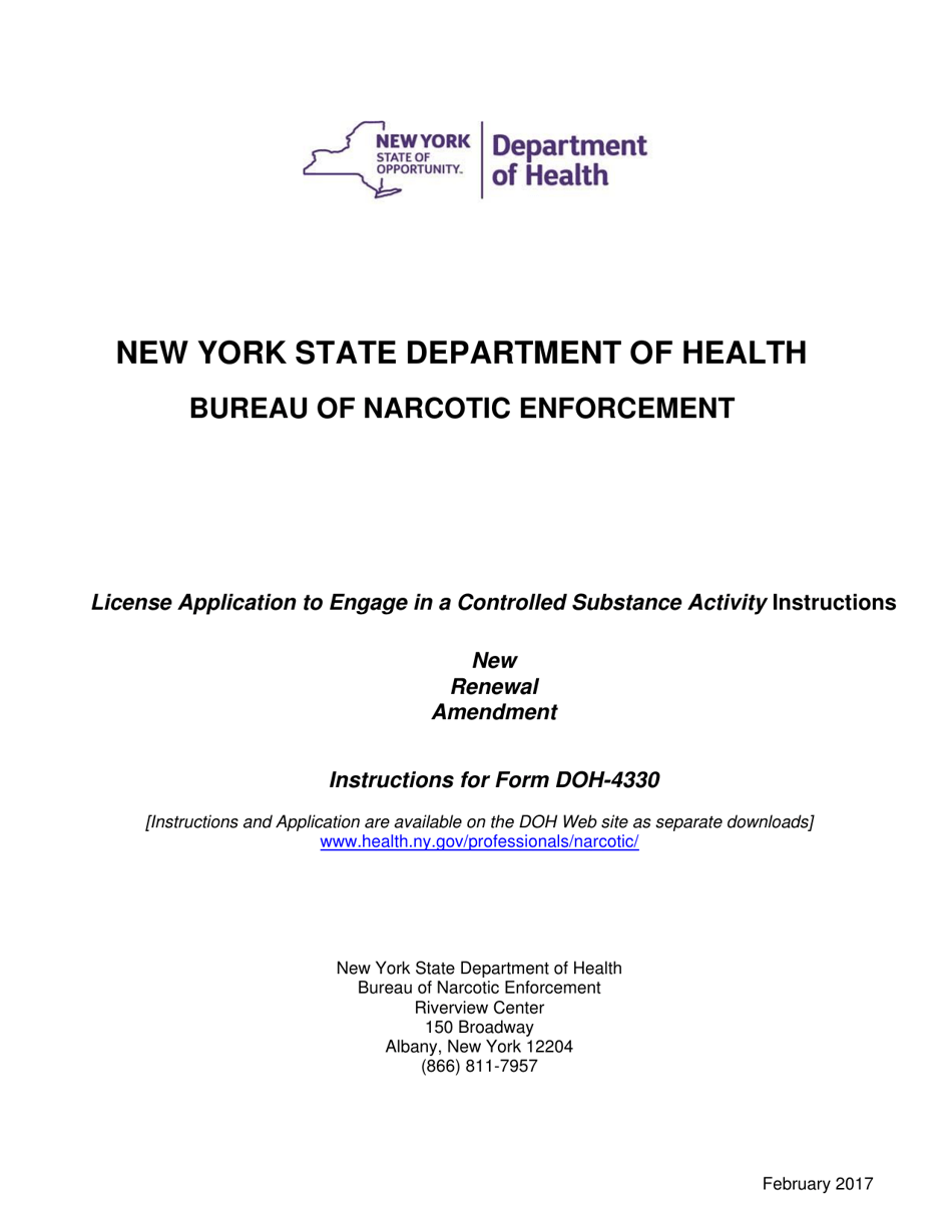 Download Instructions for Form DOH4330 License Application to Engage