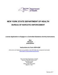 Instructions for Form DOH-4330 License Application to Engage in a Controlled Substance Activity - New York