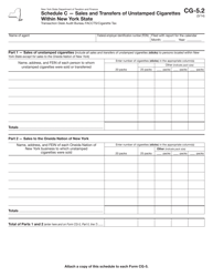 Form CG-5.2 Schedule C Sales and Transfers of Unstamped Cigarettes Within New York State - New York