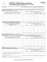 Form CG-6.3 Schedule D Sales, Transfers, and Returns of Unstamped Cigarettes Within New York State - New York