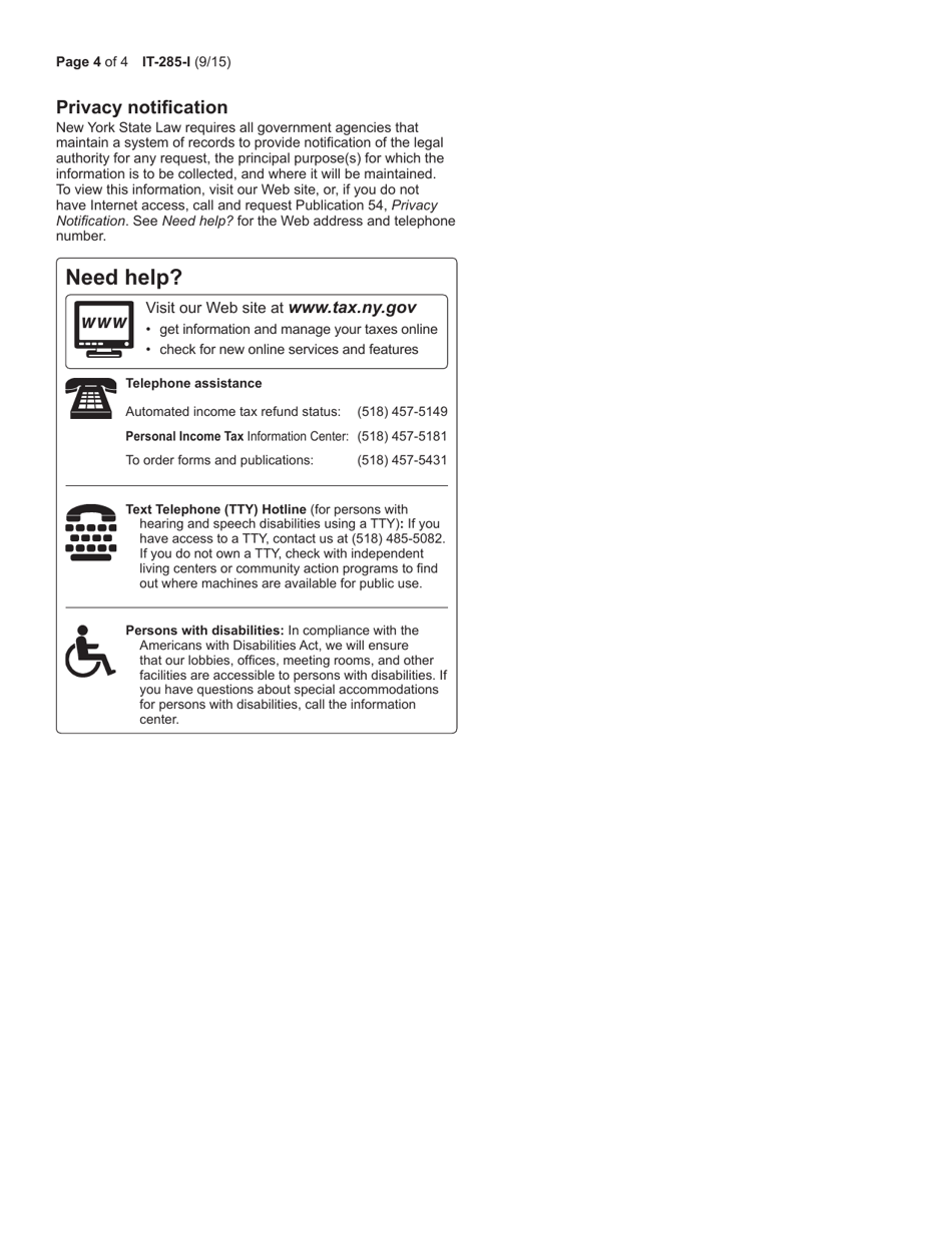Instructions for Form IT-285 Request for Innocent Spouse Relief (And Separation of Liability and Equitable Relief) - New York, Page 4