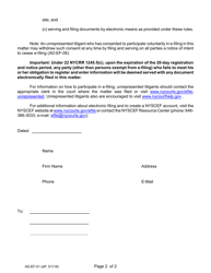 Form AD-EF-01 Notification of Case Number and Other Information in E-Filed Appeal or Transferred Proceeding - New York, Page 2