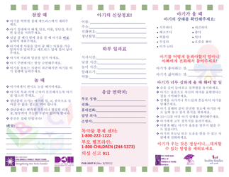 Form PUB-5047-KO Personalized Safety Tips and Emergency Contact Sheet for Baby Sitters - New York (English/Korean), Page 2