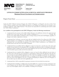 Living in Communities (Linc) II Rental Assistance Program Program Tenant Statement of Understanding - New York City