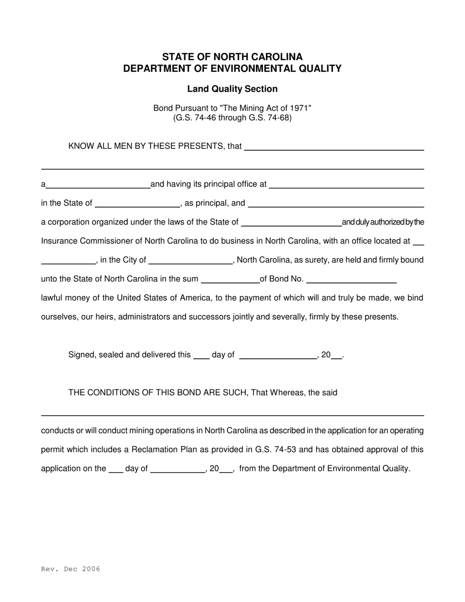 North Carolina Surety Bond Fill Out, Sign Online and Download PDF