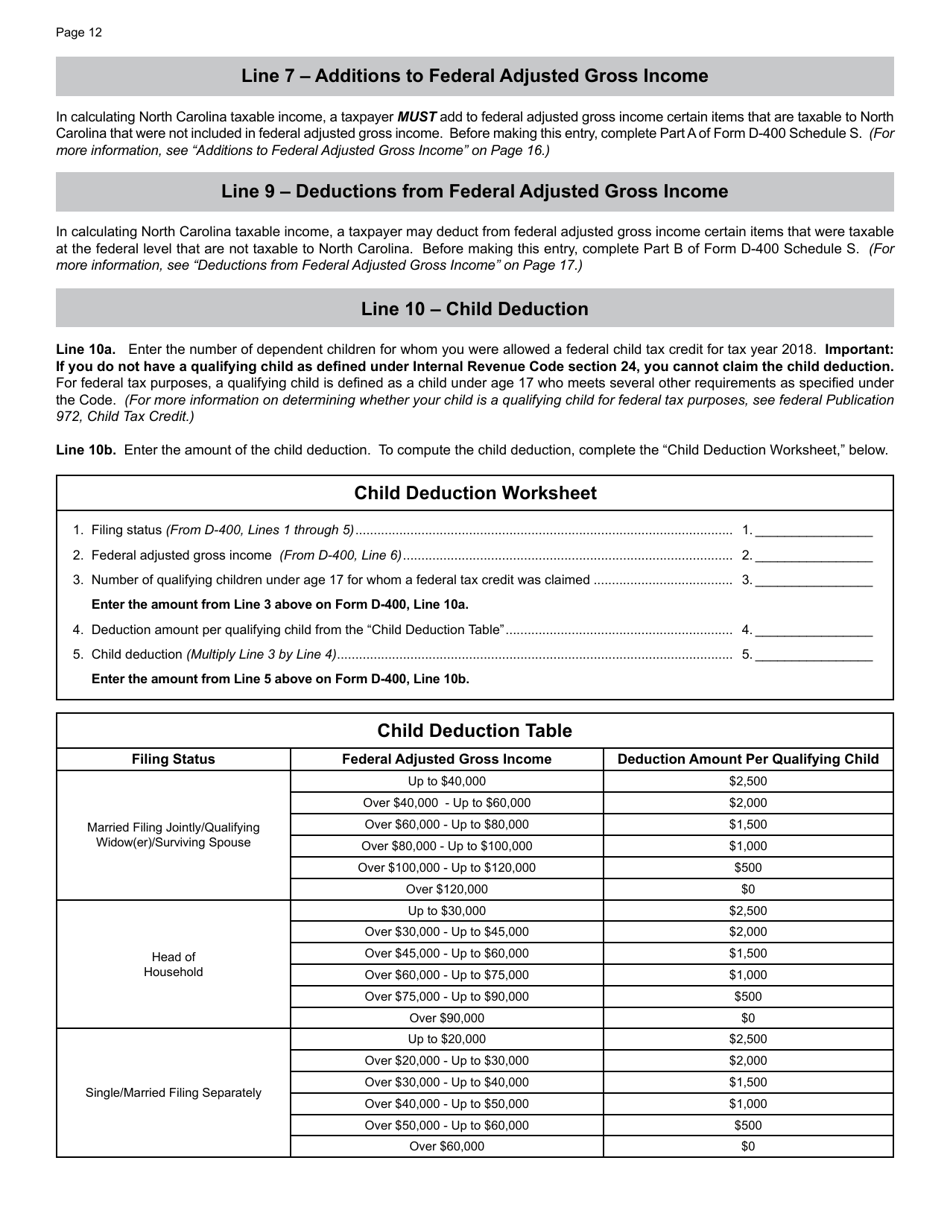 Download Instructions for Form D400 Individual Tax Return PDF, 2018 Templateroller