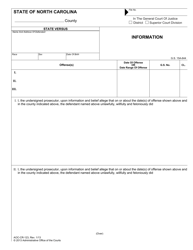 Document preview: Form AOC-CR-123 Information - North Carolina