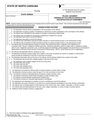 Document preview: Form AOC-CR-303 Felony Judgment Findings of Factors in Aggravation and Mitigation of Punishment - North Carolina
